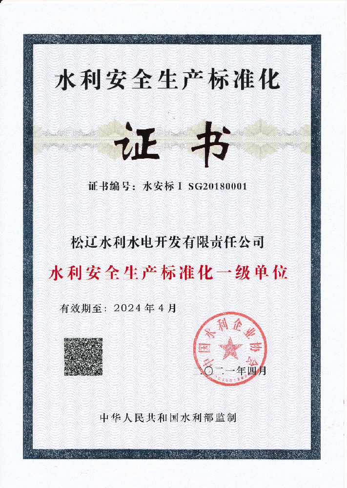 水利安全生產(chǎn)標準化一級單位
